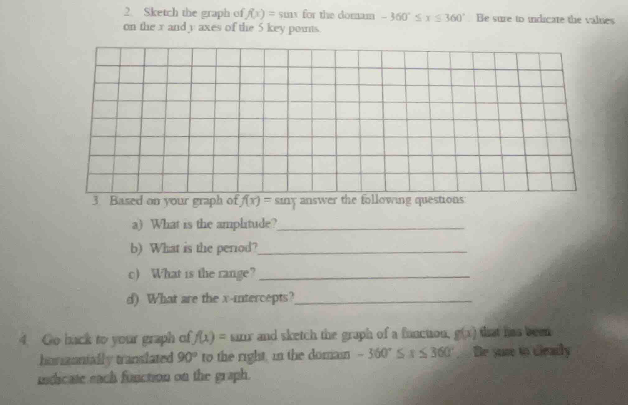 2. sketch the graph of (f(x) = \\sin x) for the domain (-360^\\circ \\l…