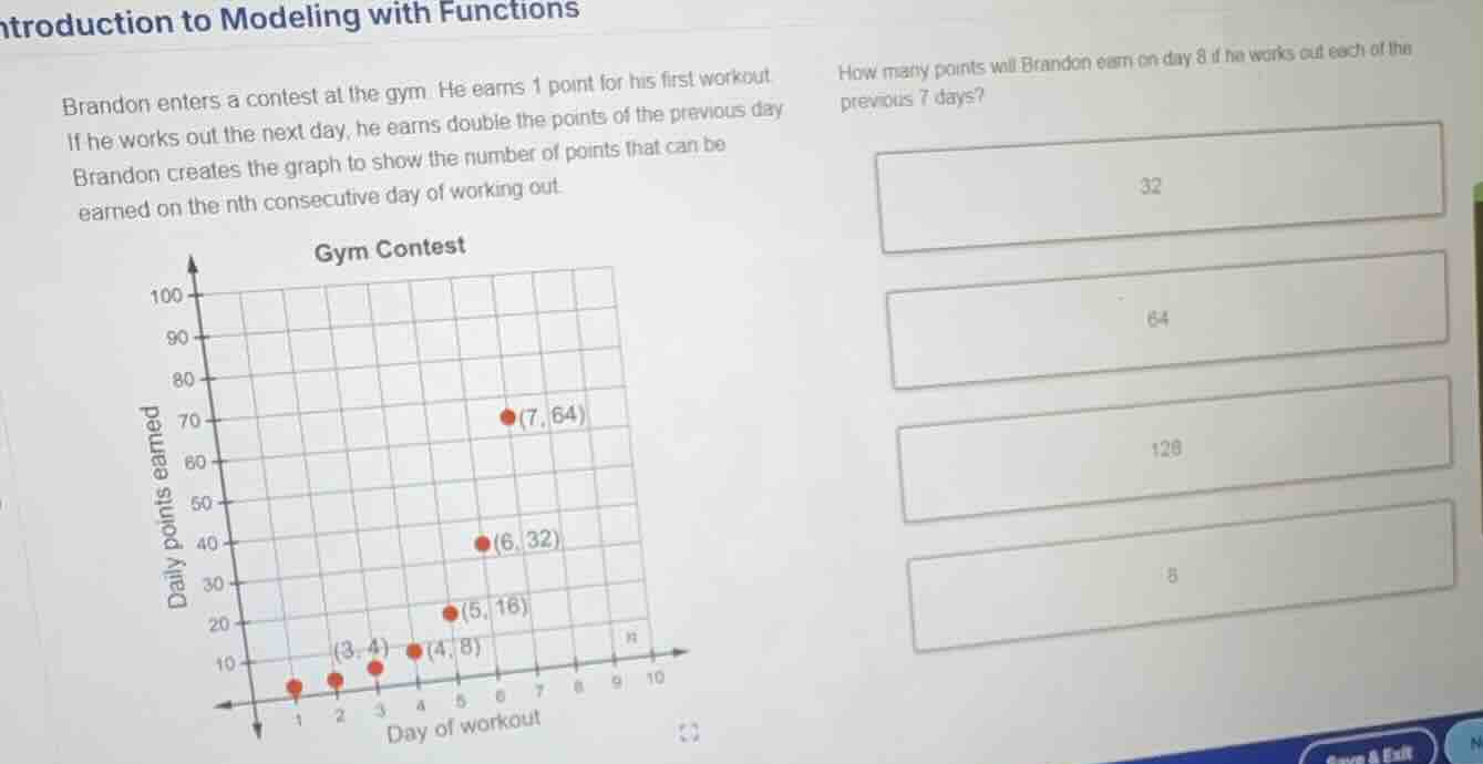 introduction to modeling with functions brandon enters a contest at the…