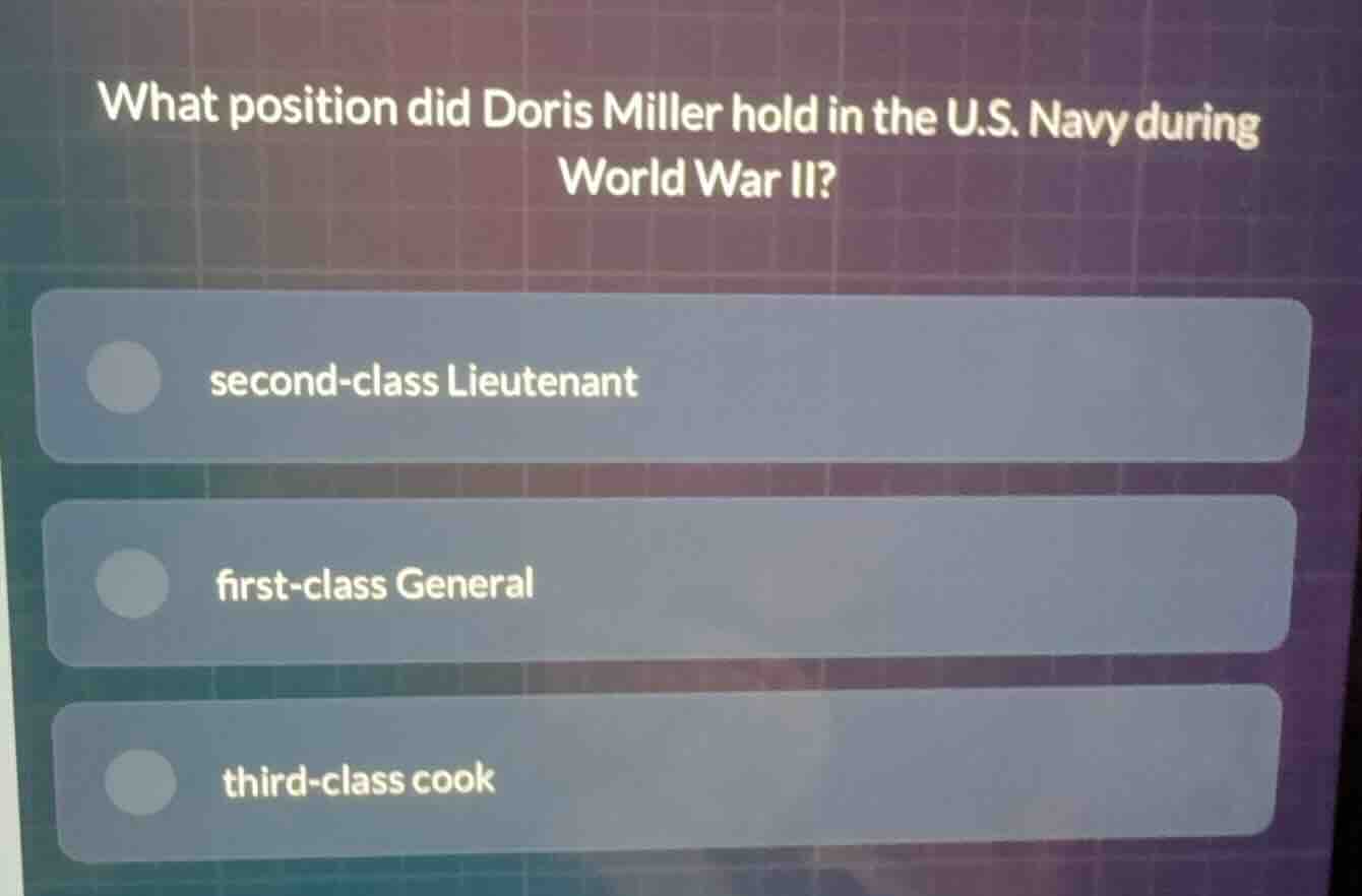 what position did doris miller hold in the u.s. navy during world war i…