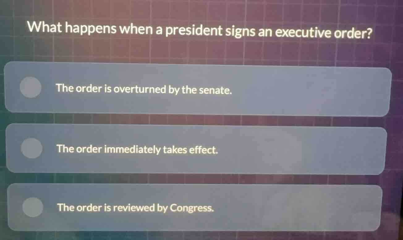what happens when a president signs an executive order? - the order is …