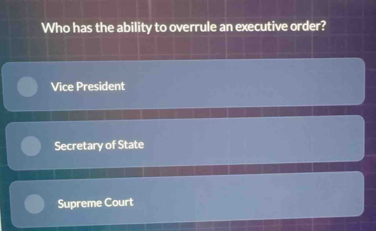 who has the ability to overrule an executive order? vice president secr…