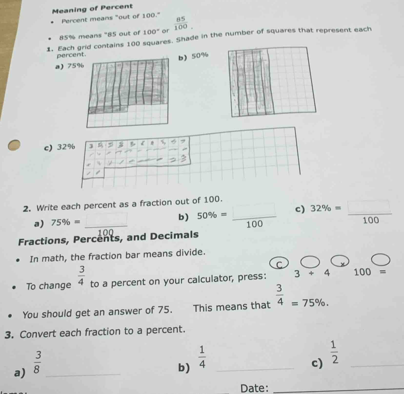 meaning of percent - percent means \out of 100.\ - 85% means \85 out of…