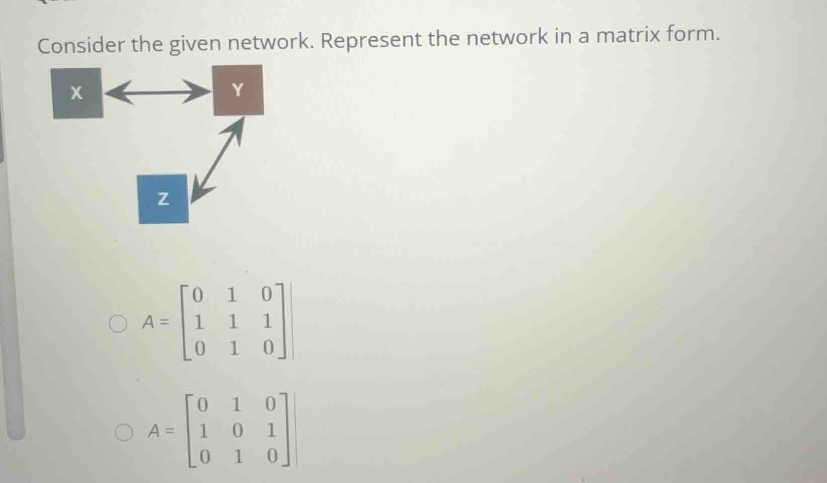 consider the given network. represent the network in a matrix form. \\(…