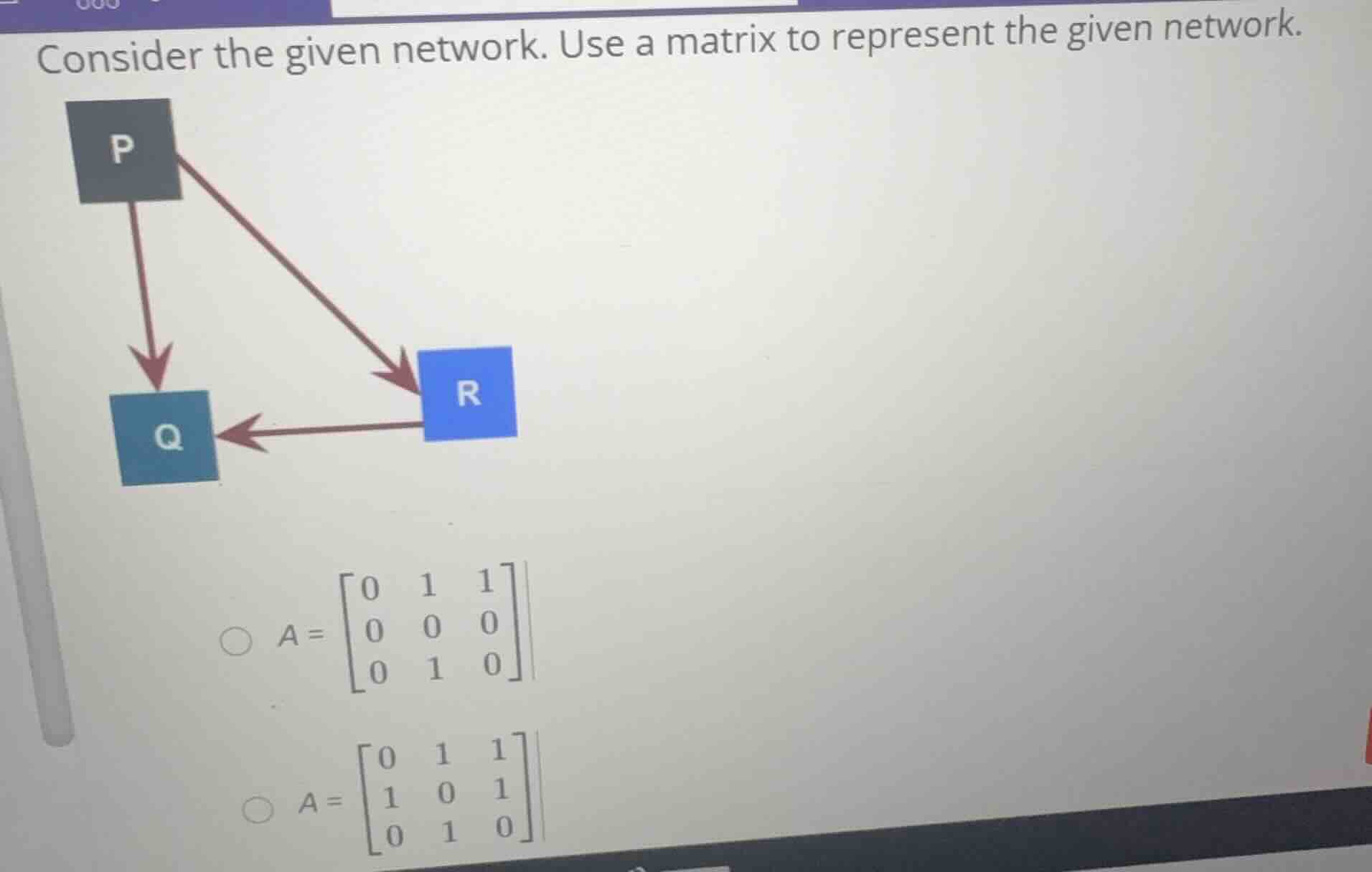 consider the given network. use a matrix to represent the given network…