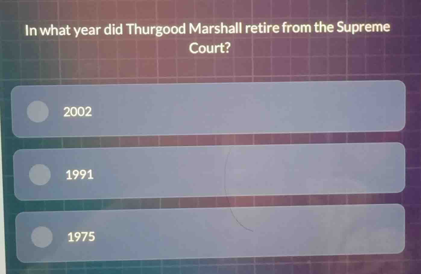 in what year did thurgood marshall retire from the supreme court? 2002 …
