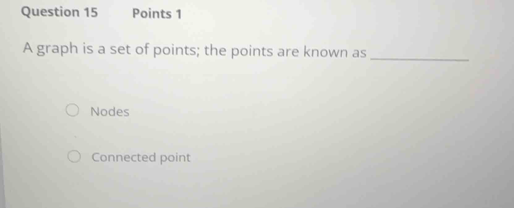 question 15 points 1 a graph is a set of points; the points are known a…