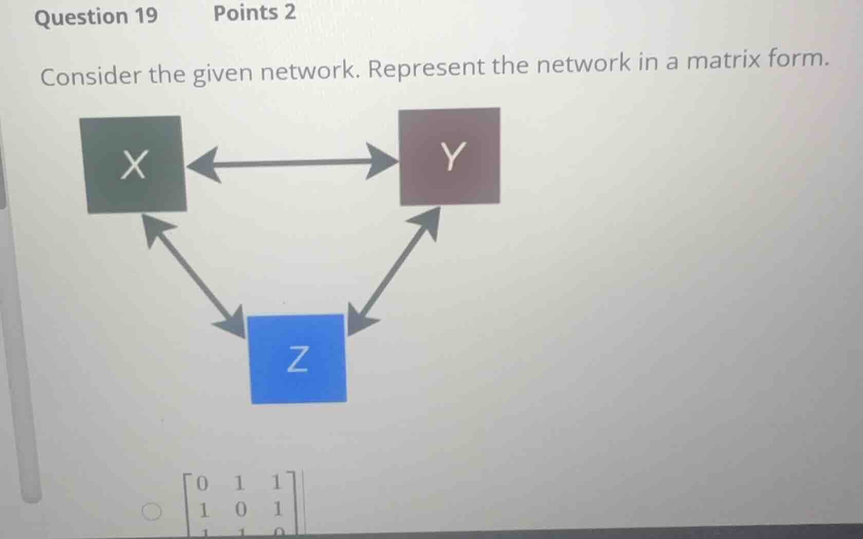 question 19 points 2 consider the given network. represent the network …