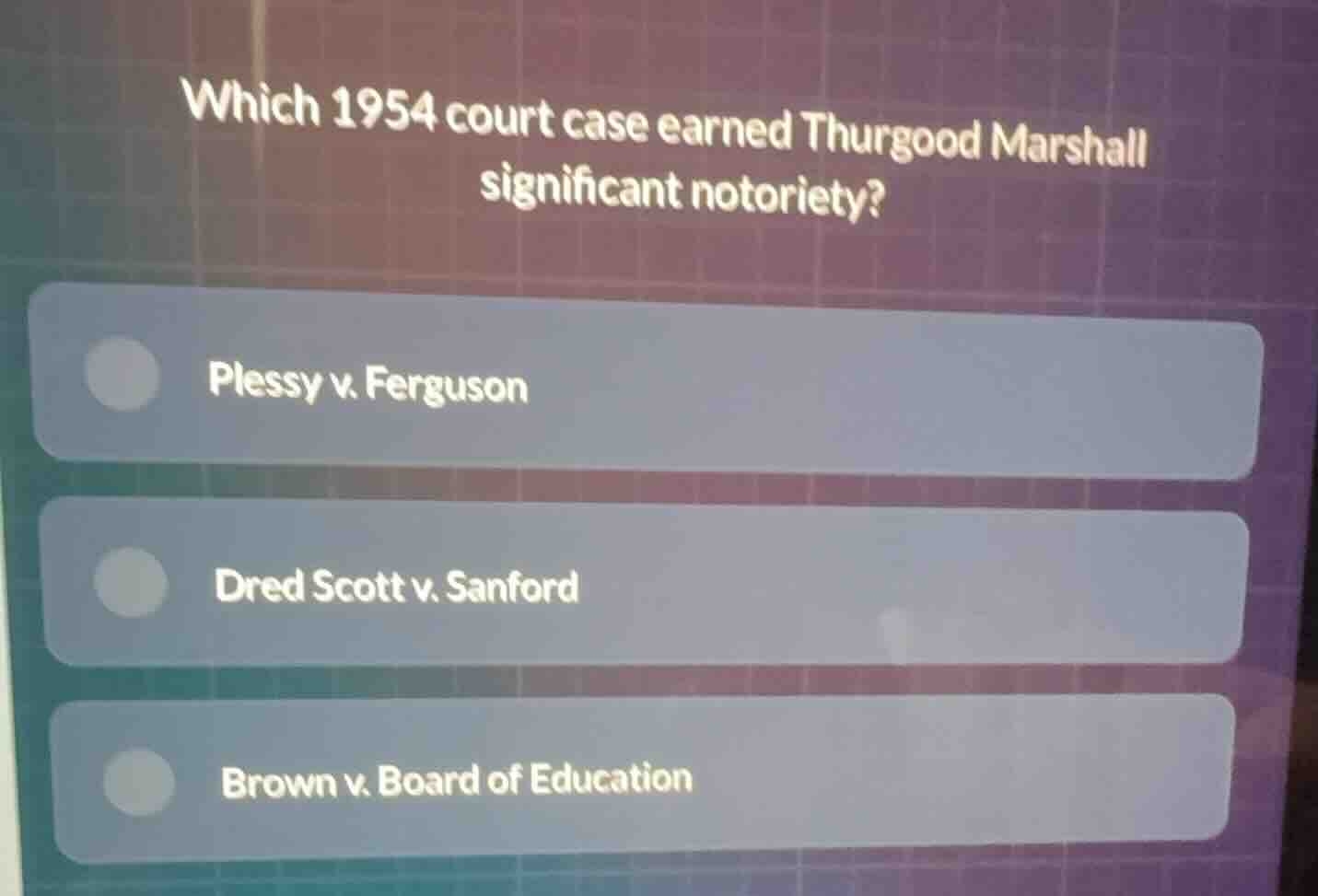 which 1954 court case earned thurgood marshall significant notoriety? p…