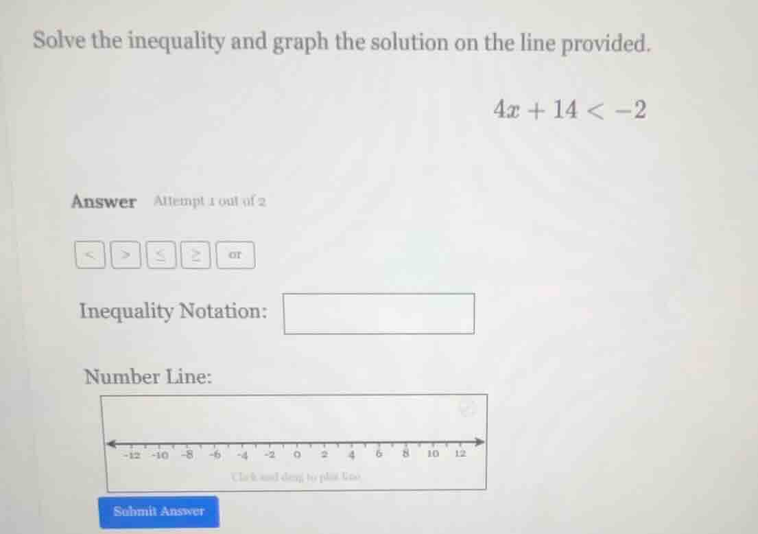 solve the inequality and graph the solution on the line provided. \\4x …