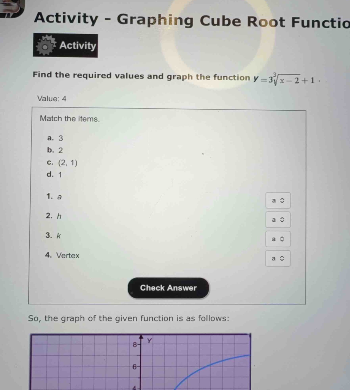 activity - graphing cube root functions find the required values and gr…