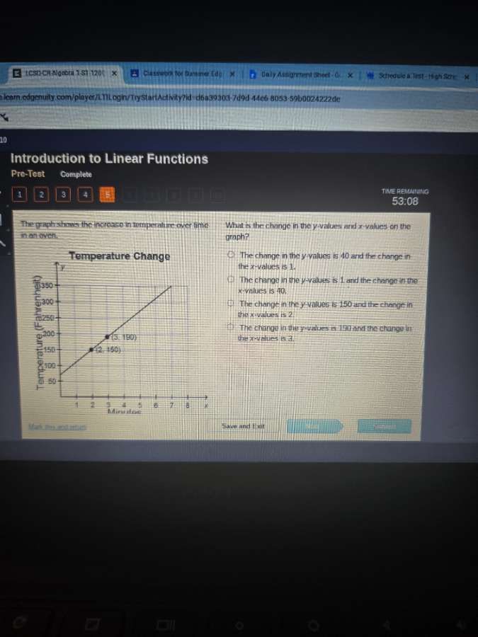 the graph shows the increase in temperature over time in an oven. what …