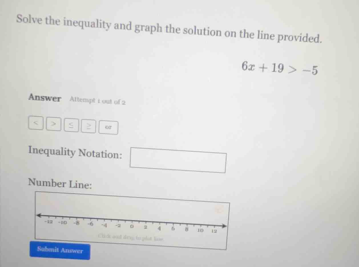 solve the inequality and graph the solution on the line provided. \\6x …