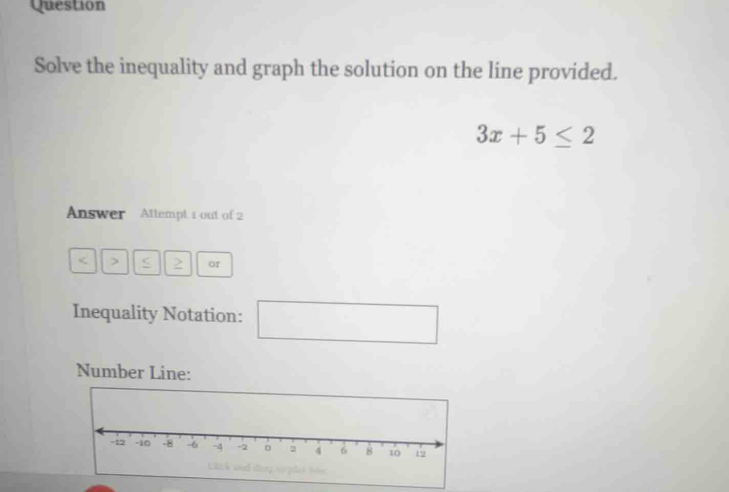 solve the inequality and graph the solution on the line provided. \\3x …