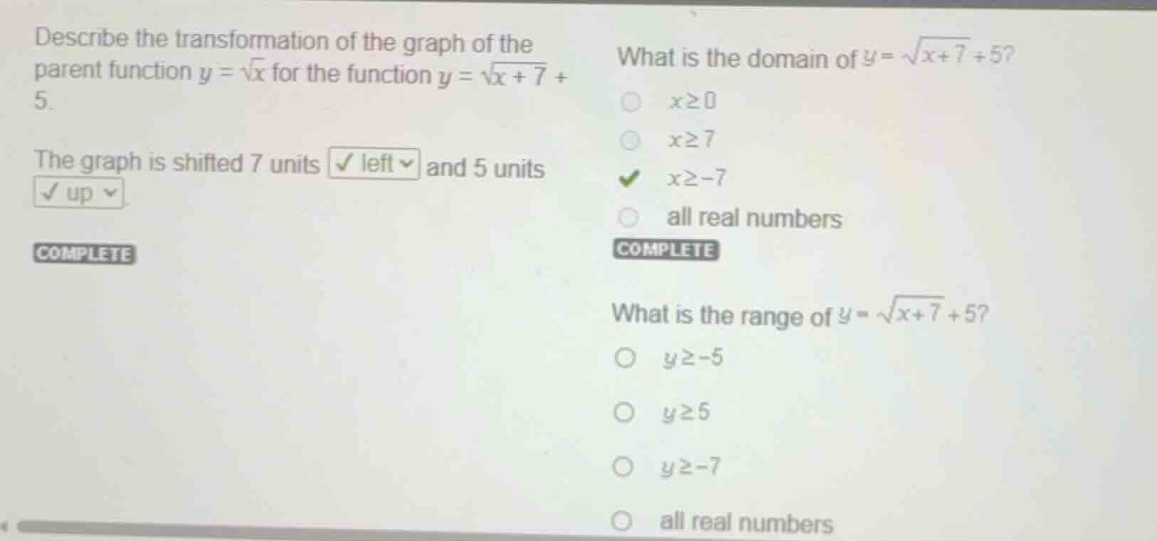 describe the transformation of the graph of the parent function (y = \\…