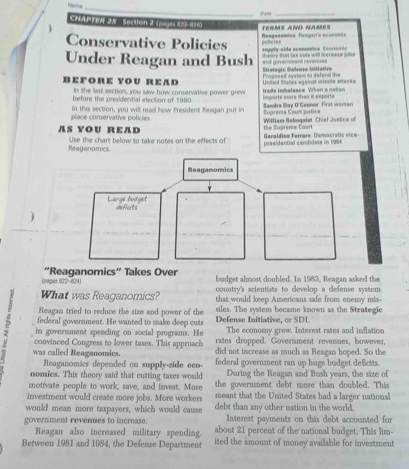 chapter 25 section 2 (pages 822-826) conservative policies under reagan…