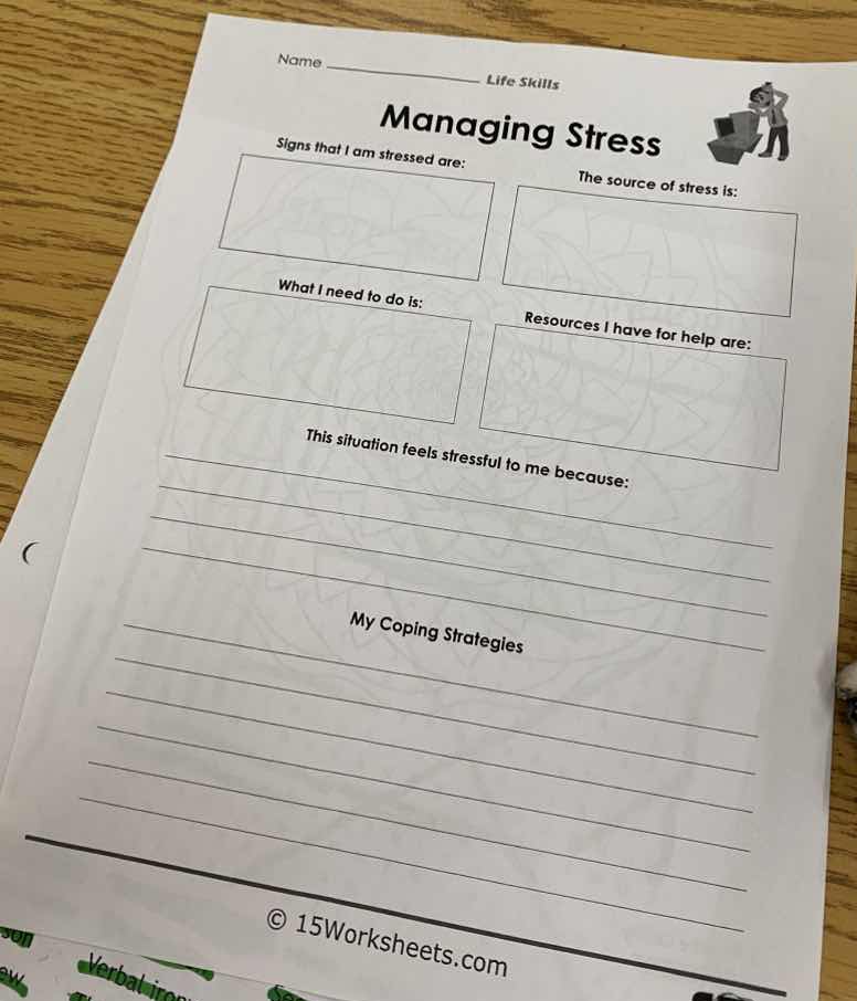 name ______ life skills managing stress signs that i am stressed are: t…