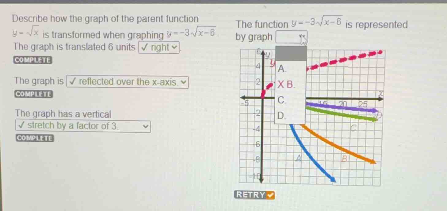 describe how the graph of the parent function \\(y = \\sqrt{x}\\) is tr…