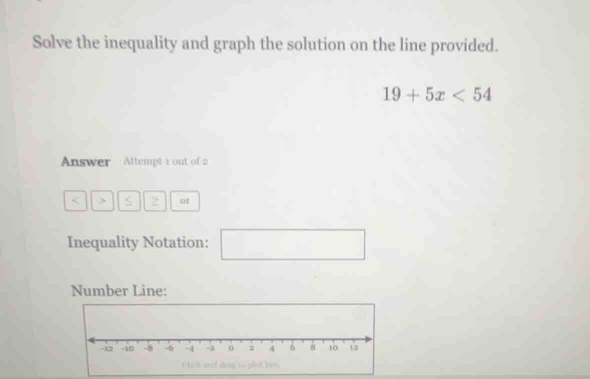 solve the inequality and graph the solution on the line provided. \\19 …