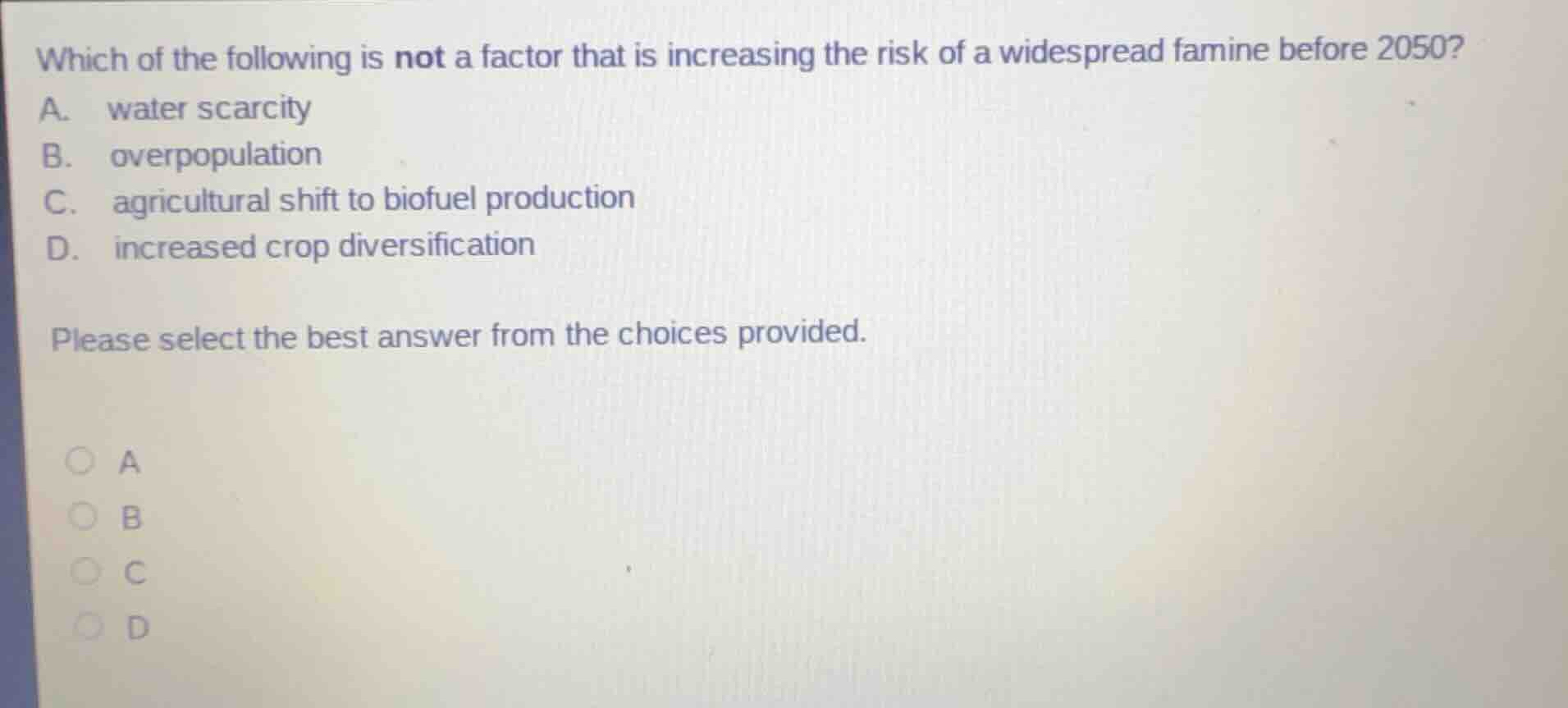 which of the following is not a factor that is increasing the risk of a…