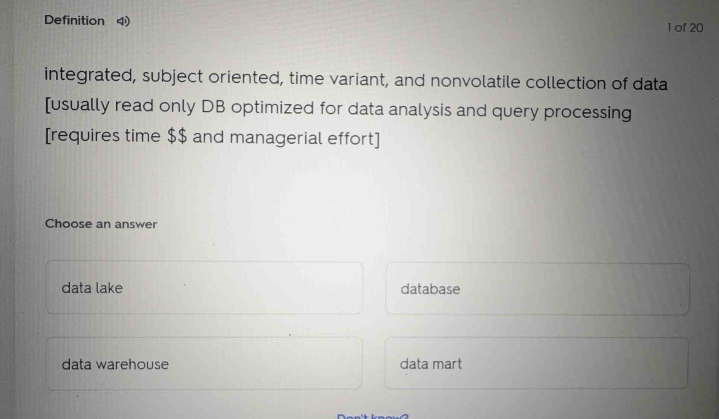 definition integrated, subject oriented, time variant, and nonvolatile …