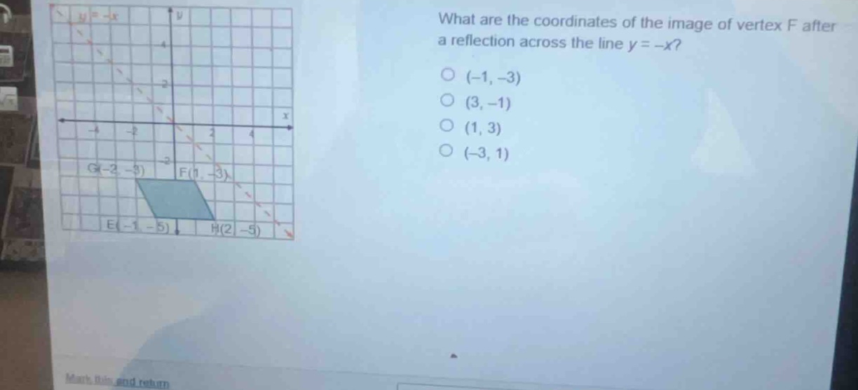 what are the coordinates of the image of vertex f after a reflection ac…
