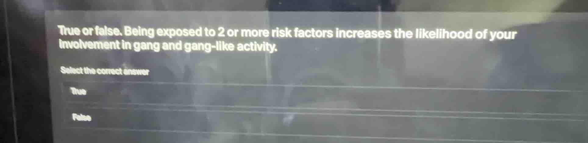 true or false. being exposed to 2 or more risk factors increases the li…