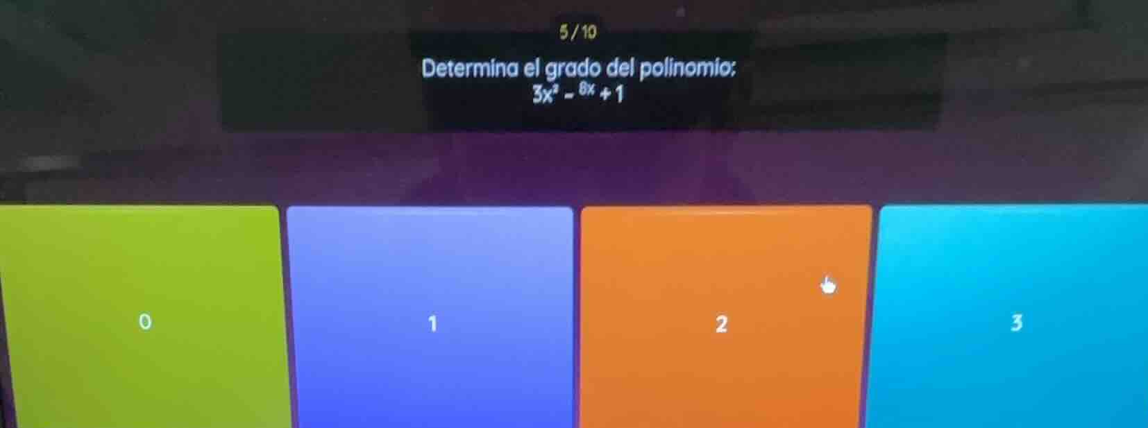 determina el grado del polinomio: \\3x^2 - 8x + 1\\ 0 1 2 3