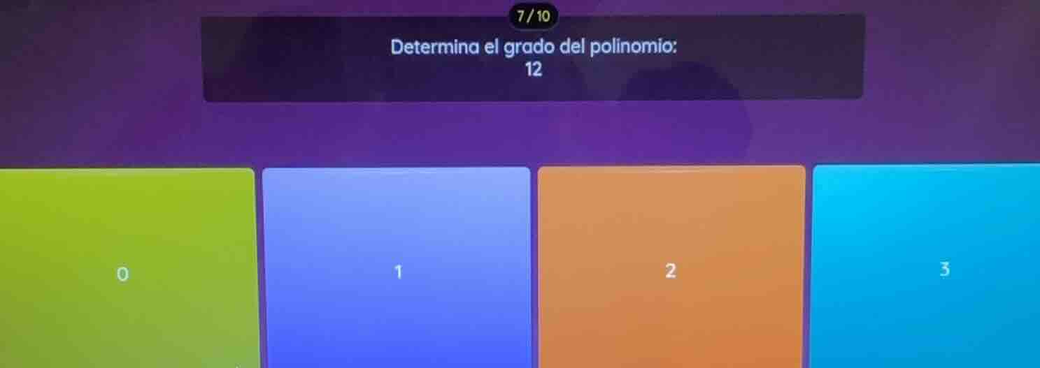 determina el grado del polinomio: 12 0 1 2 3