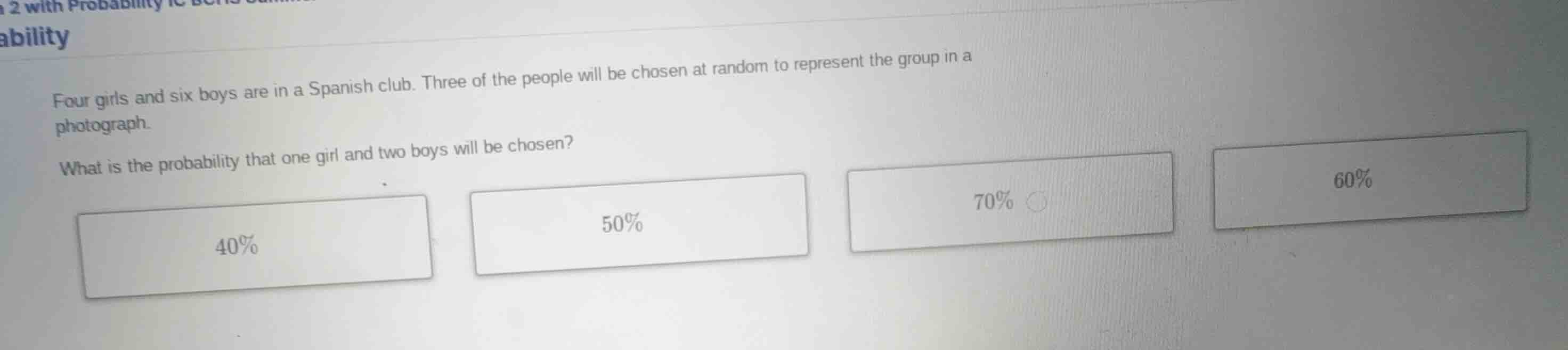 four girls and six boys are in a spanish club. three of the people will…