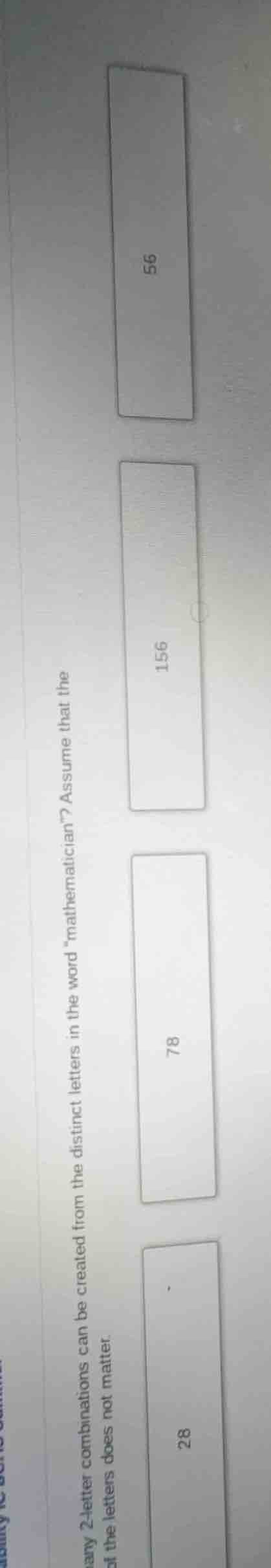 how many 2-letter combinations can be created from the distinct letters…