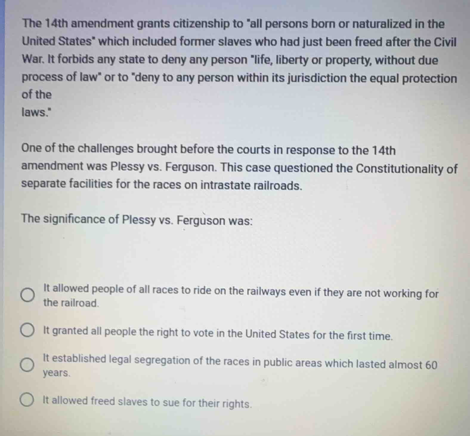 the 14th amendment grants citizenship to \all persons born or naturaliz…