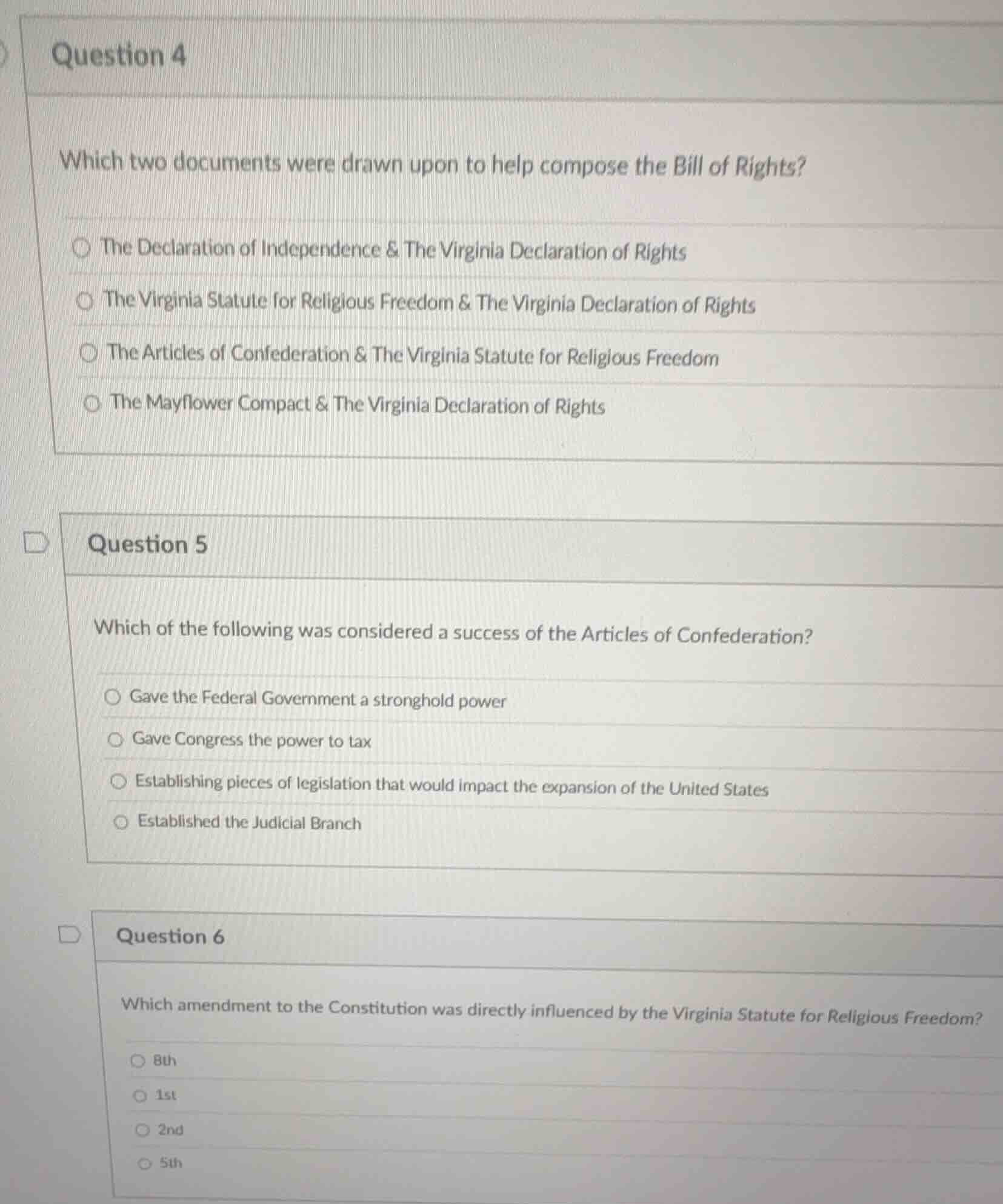question 4 which two documents were drawn upon to help compose the bill…