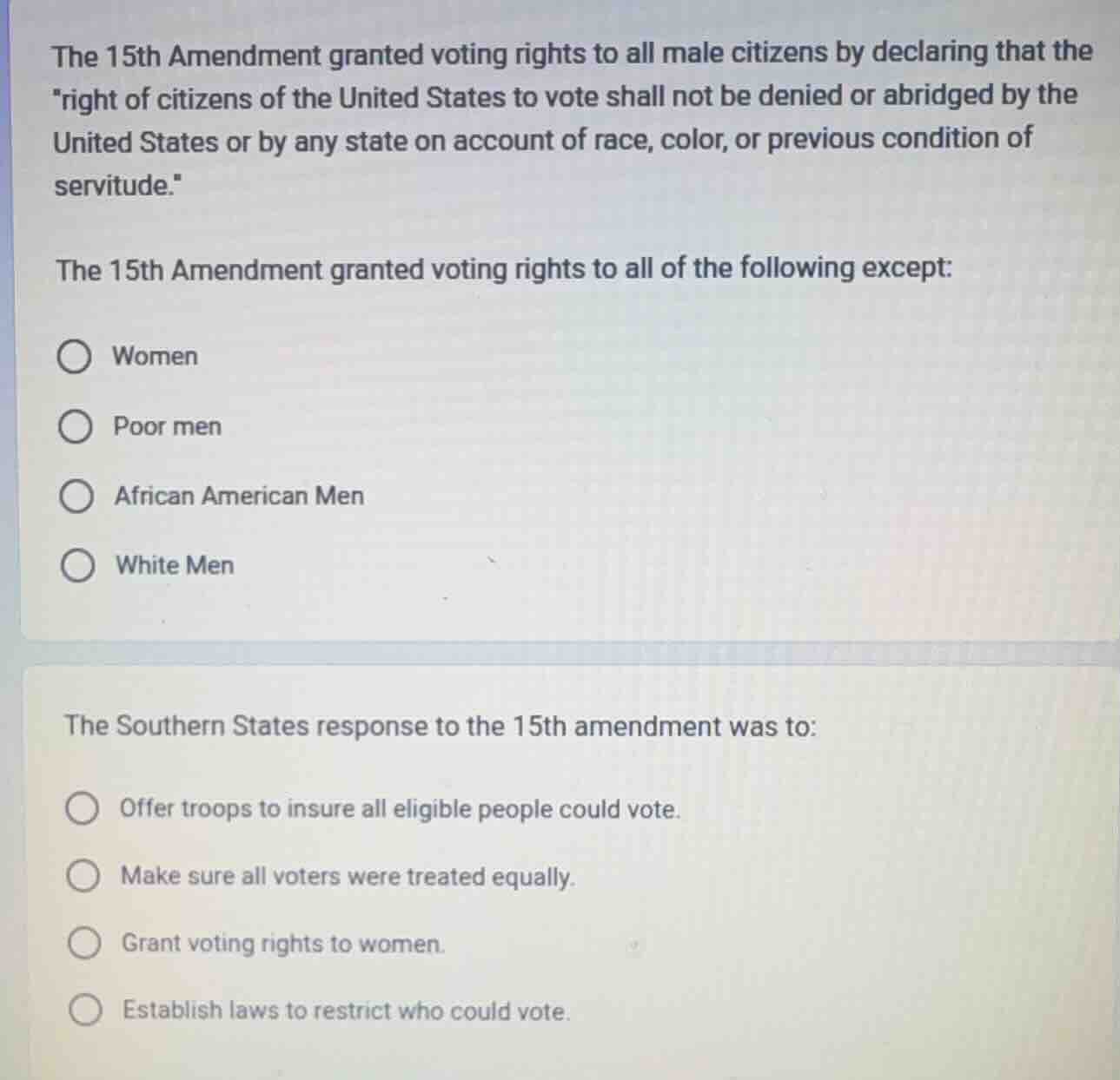 the 15th amendment granted voting rights to all male citizens by declar…