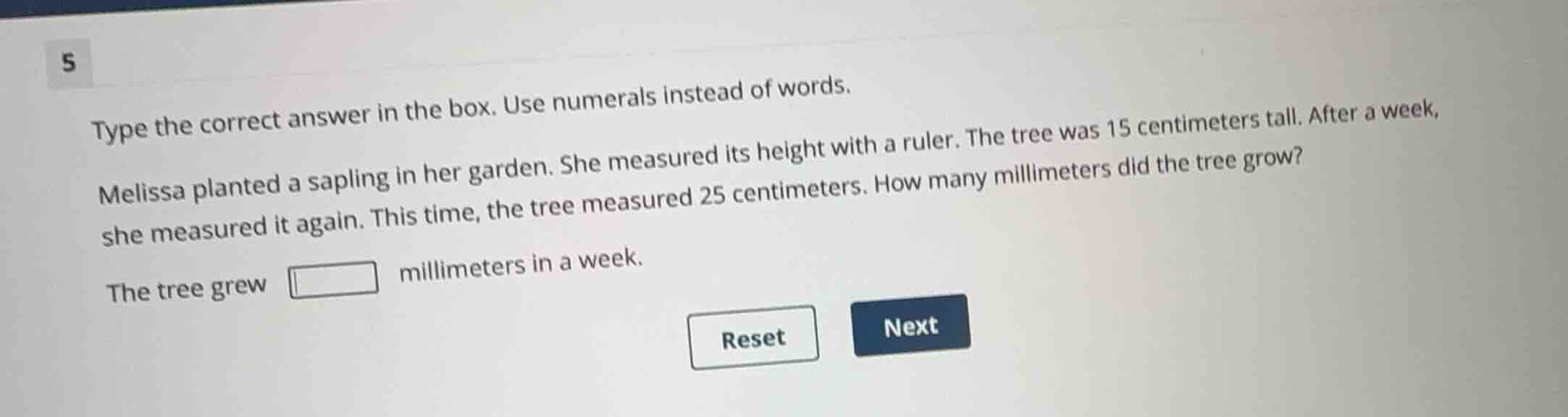 type the correct answer in the box. use numerals instead of words. meli…