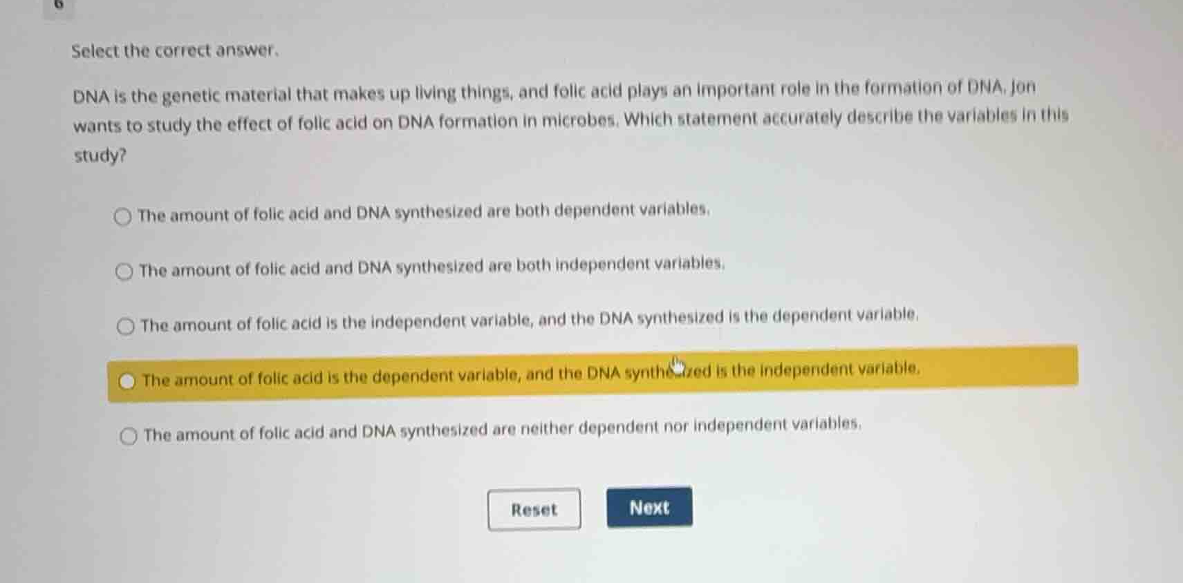 select the correct answer. dna is the genetic material that makes up li…