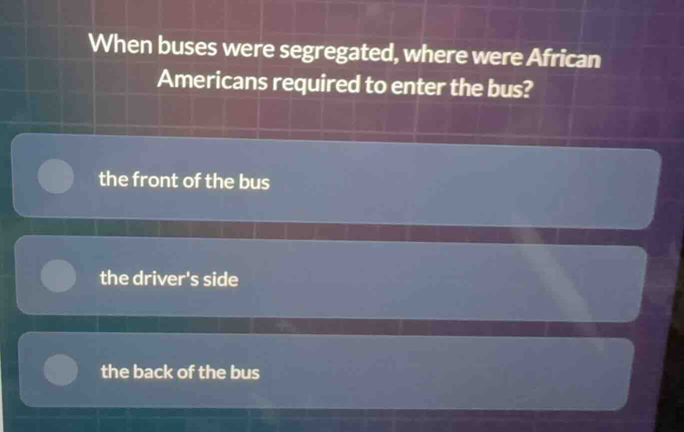 when buses were segregated, where were african americans required to en…