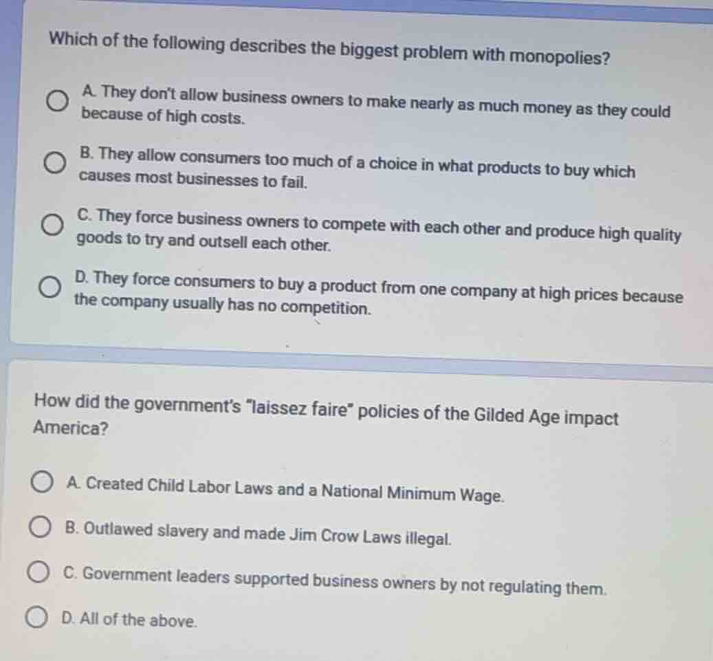 which of the following describes the biggest problem with monopolies? a…