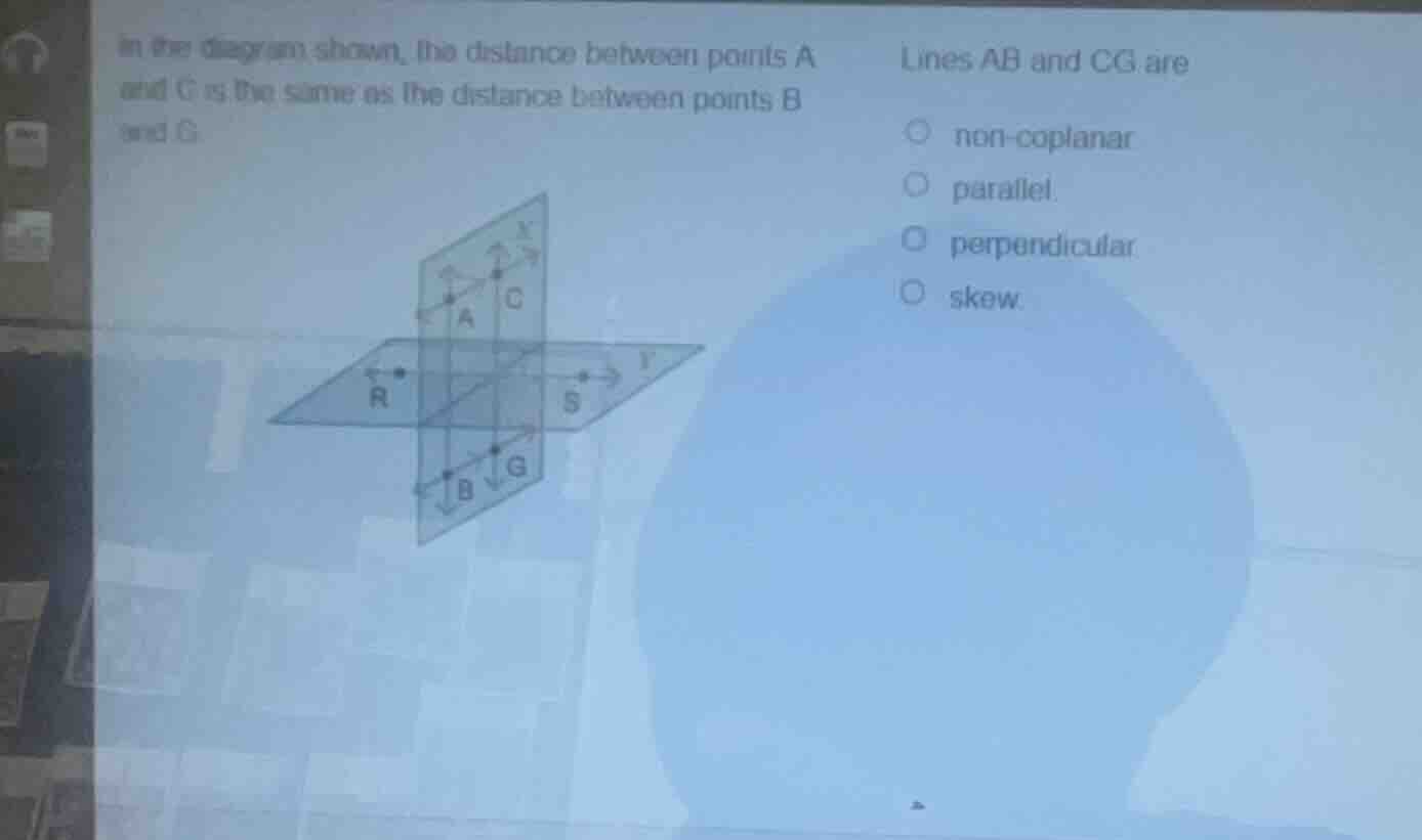 in the diagram shown, the distance between points a and g is the same a…