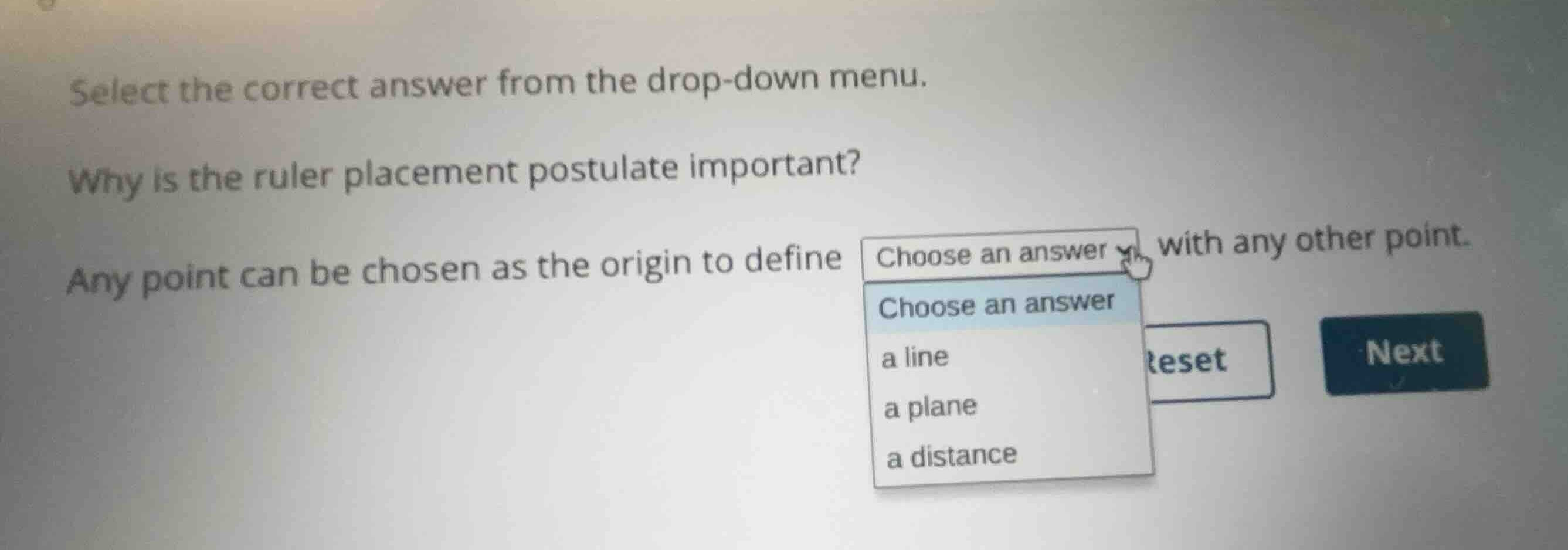 select the correct answer from the drop-down menu. why is the ruler pla…