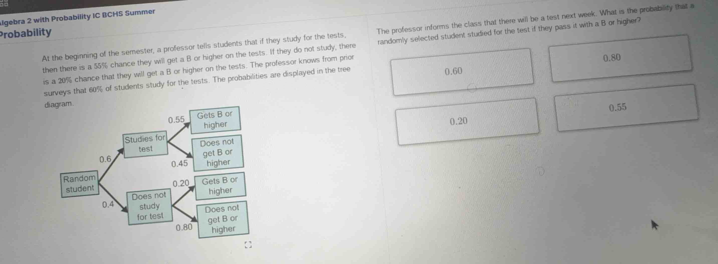 at the beginning of the semester, a professor tells students that if th…