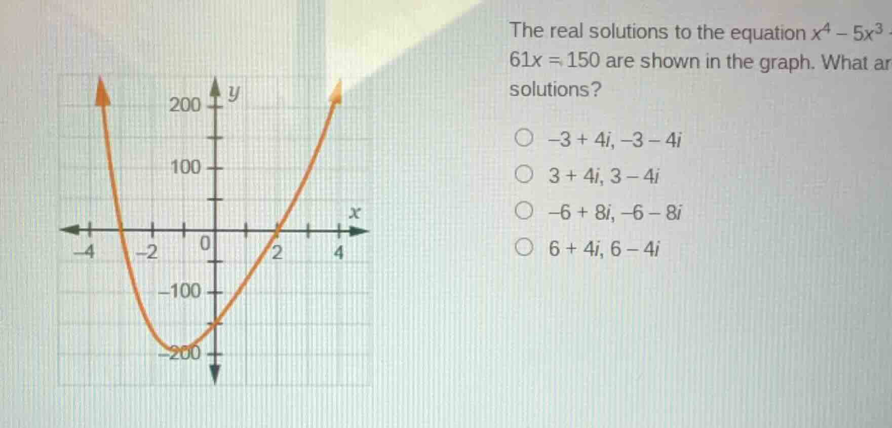 the real solutions to the equation \\(x^4 - 5x^3 - 61x = 150\\) are sho…