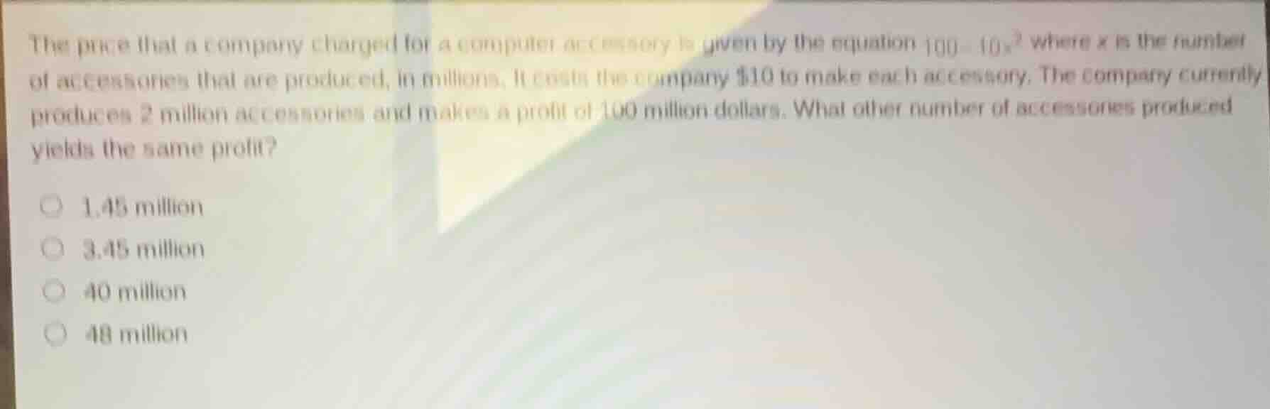 the price that a company charged for a computer accessory is given by t…