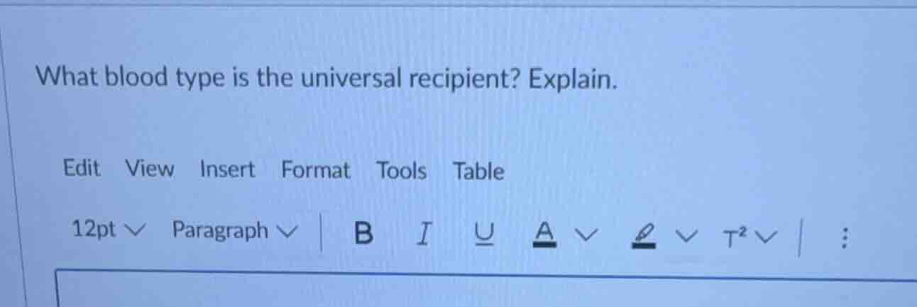 what blood type is the universal recipient? explain.