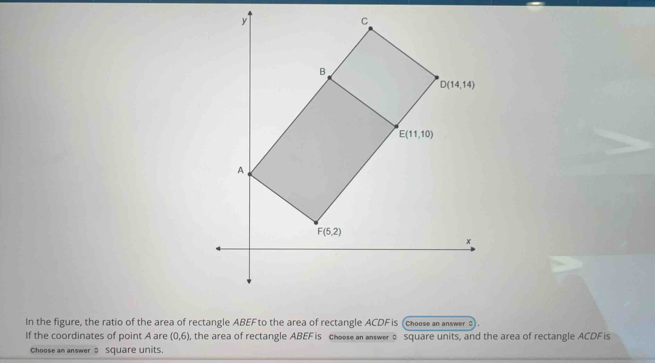 in the figure, the ratio of the area of rectangle \\(abef\\) to the are…