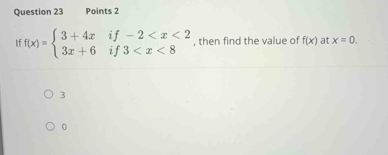 if \\( f(x) = \\begin{cases} 3 + 4x & \\text{if } -2 < x < 2 \\\\ 3x + …