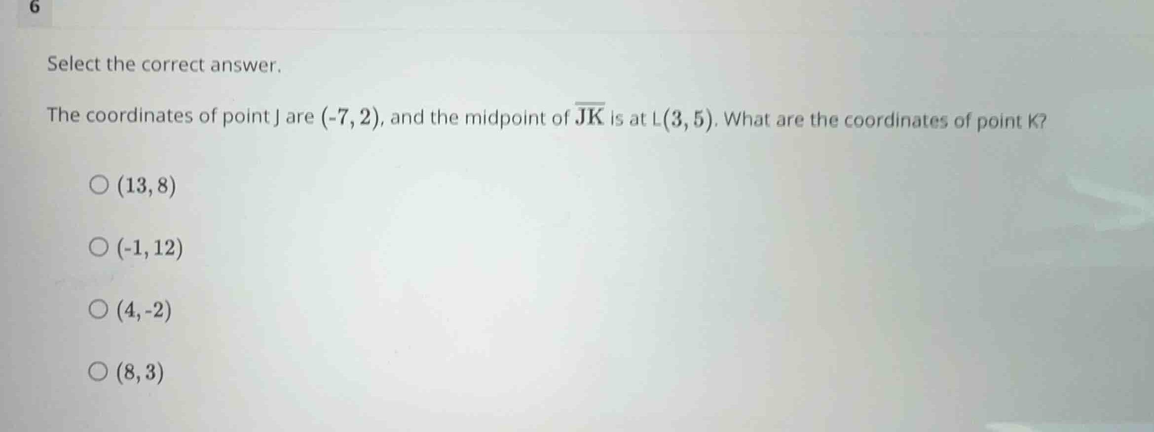 select the correct answer. the coordinates of point j are \\((-7, 2)\\)…
