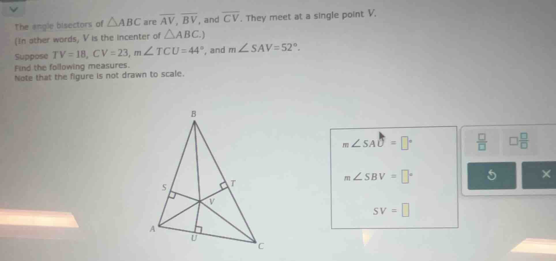 the angle bisectors of \\(\\triangle abc\\) are \\(\\overline{av}\\), \…