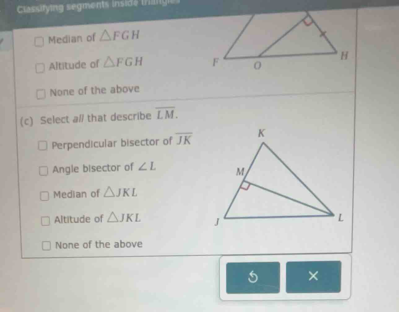 (c) select all that describe \\(\\overline{lm}\\). perpendicular bisect…