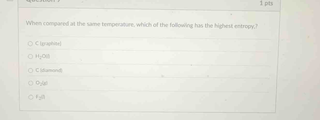 when compared at the same temperature, which of the following has the h…