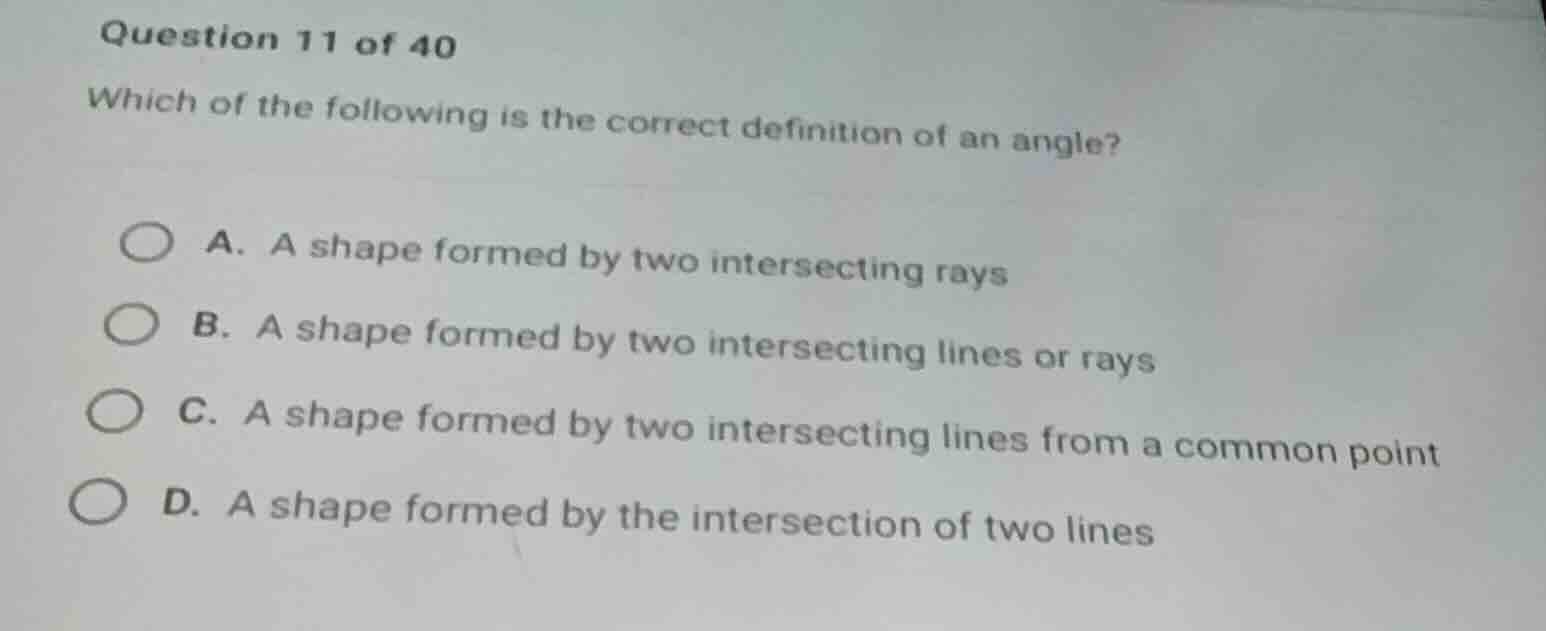question 11 of 40 which of the following is the correct definition of a…